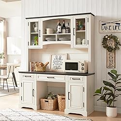 JXQTLINGMU Farmhouse 76" Height Computer Desk with