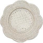 Caspari Rattan Scalloped Round Charger Plate – 12" Cream – Handwoven Doubleweave Table Decor for Dining & Entertaining | Elegant Natural Rattan Charger – 1 Plate
