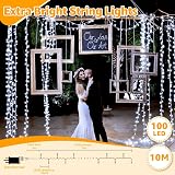 Ollny Christmas Tree Lights 10m 100 LED Remote IP44 Warm White view 2