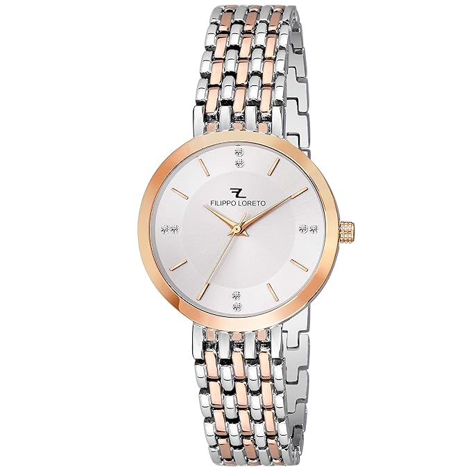 BigOwl Quartz 2 Tone Rose Gold Silver Dial Analogue Bracelet Women's Wristwatch