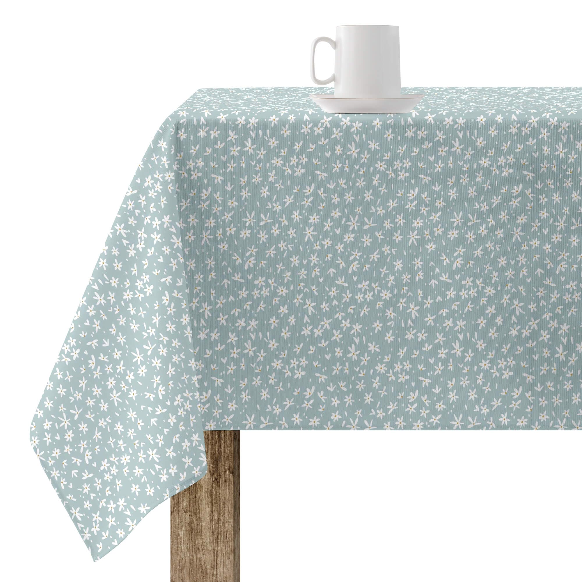 BL BELUM | Rectangular Tablecloth, 200x140 cm, Cotton/100%, Blue, Polka Dot, Stain-resistant, Easy to Clean, Organic Cotton