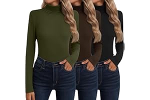 Neer 3 Pack Cotton Women's Turtleneck Long Sleeve Tops Thermal Underwear Base Layer Fall Winter Shirts Sweater