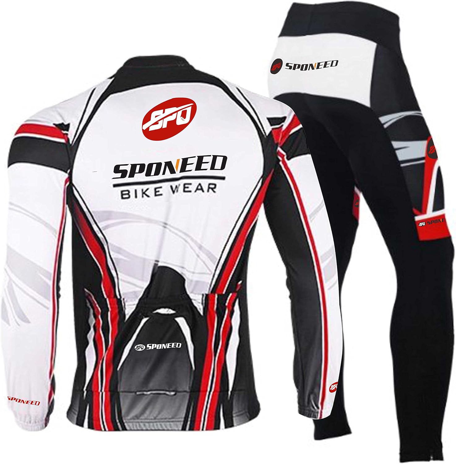 sponeed Cycling Clothes for Men Long Sleeve Mountain Bike Road Bicycle Shirt Jeresys Pants Padded Bike Jakcet Outfit: Clothing