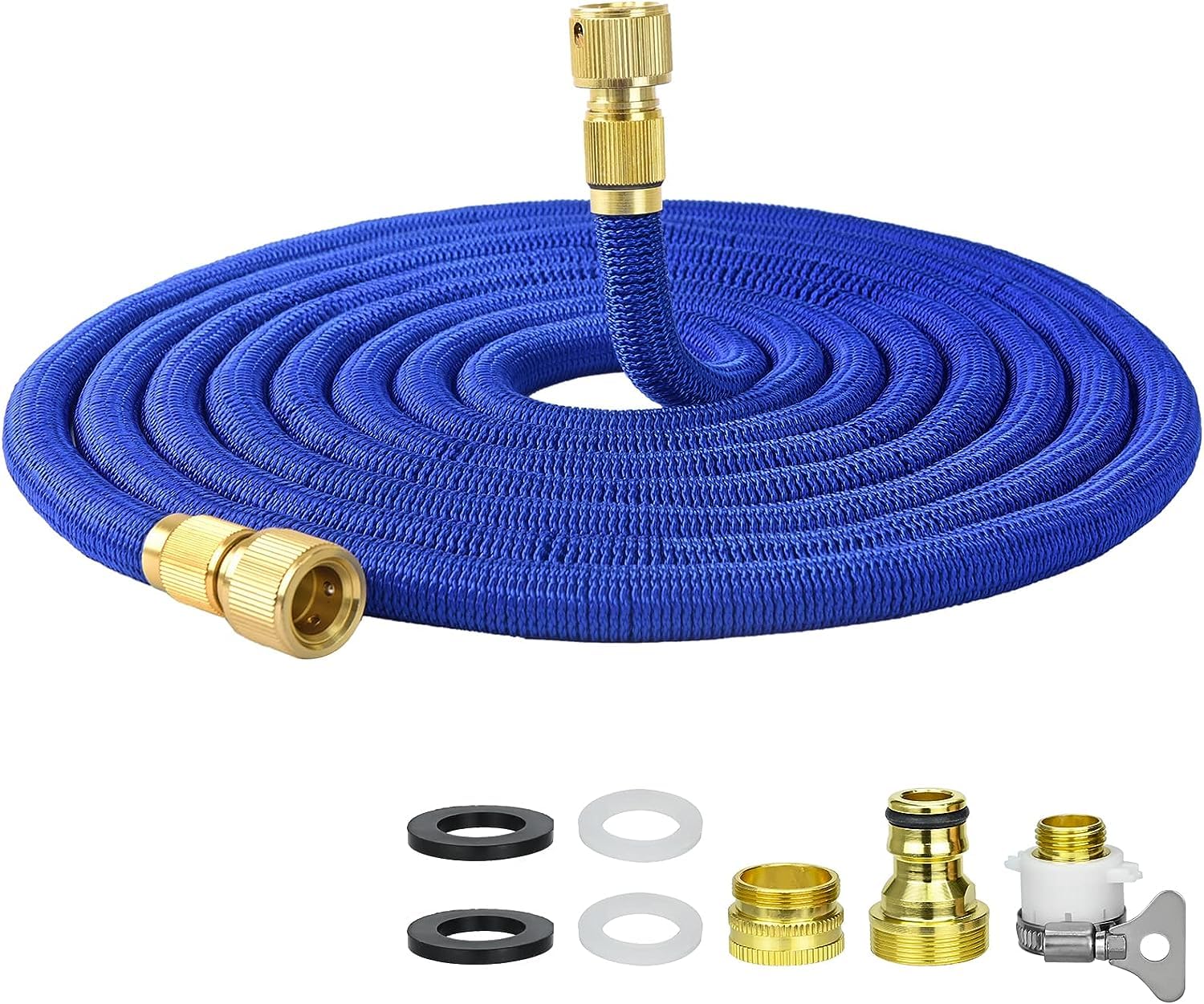 5M Expandable Garden Hose, Retractable Flexible Never Kink Hose Pipe with 3/4", 1/2" Fittings, Flexible Expandable Garden Hose for Watering Flowers/Plants, Cleaning Car, Watering Garden/Lawn