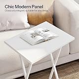 HOOBRO Side Table 2 Set Folding TV Tray Table Metal Industrial White EWW25BZ01N1 view 5