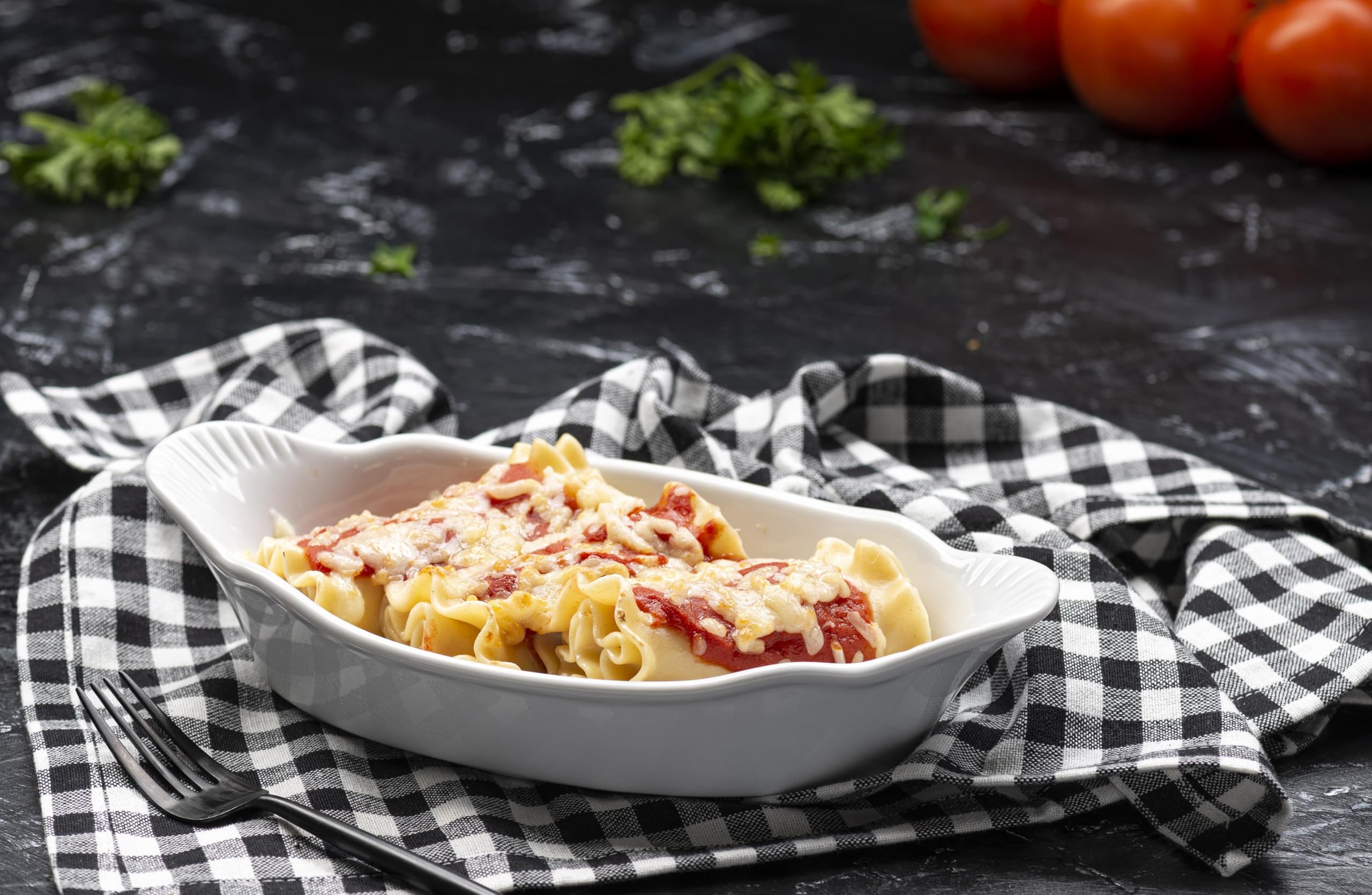 Au Gratin Baking Dishes, Ceramic, by Kook, for Casseroles, Lasagna & Cobblers, Individual Serving, Set of 2, Oven, Microwave & Dishwasher Safe Bakeware, 18 oz, Ivory