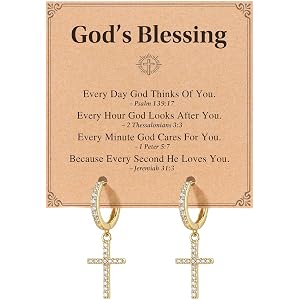 JOGDIAM Dangle Cross Earrings for Women Teen Girls Baptism Jewelry Gifts