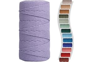 NOANTA Macrame Cord 3mm 220yards (200 Meters) Light Purple Macrame Supplies Macrame Yarn, Colored Cotton Rope, Colored Cord for DIY