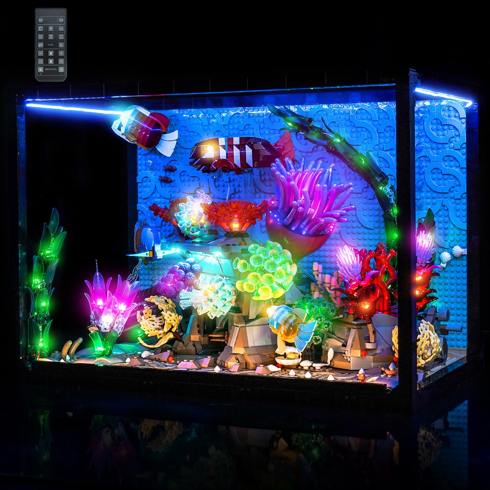 LocoLee RC Led Light Set Compatible with Lego 10366 Tropical Aquarium Decoration Led Decoration Lighting Kit Compatible with Lego 10366 Icons Building Blocks Model,Only Lights Set,No Model