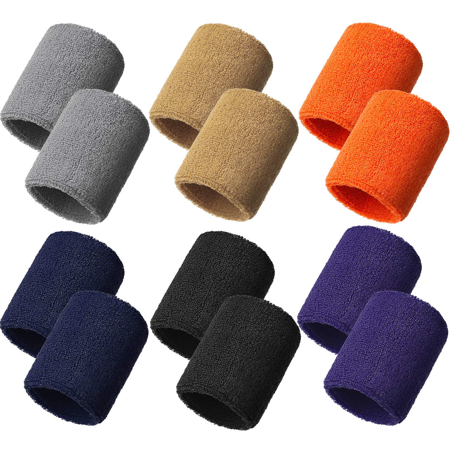 12 Pack Sweatbands Sports Wristband Cotton Sweat Band for Men and Women, Good for Tennis, Basketball, Running, Gym, Working Out (Color Set 3)