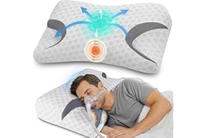 IKSTAR CPAP Pillow for Side Sleepers – Fits All CPAP Mask Types – Adjustable Memory Foam with Contoured Cutouts for Side, Back & Stomach Sleepers – Reduces Air Leaks & Mask Pressure a Better Sleep