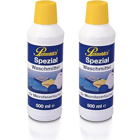 Petzoldt's 2 x 500 ml Spezial Waschmittel für Microfaser-Poliertücher die zur Fahrzeugpflege verwendet Werden, Microfaserwasc