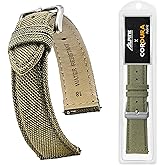 Alpine Cordura Fabric Watch Band - Quick Release Replacement Watch Bands - Water Resistant Back Lining Leather Strap - Watch Bands for Women & Men - Compatible with Regular & Smart Watch Bands