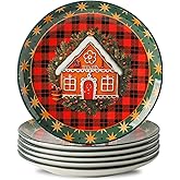 Tikooere Ceramic Dinner Plates Set of 6,Stoneware 10 Inch,Microwave,Dishwasher and Oven Safe,Porcelain Dessert Plates for Steak,Dishes Set,Valentine's Day and New Year Gift,Christmas