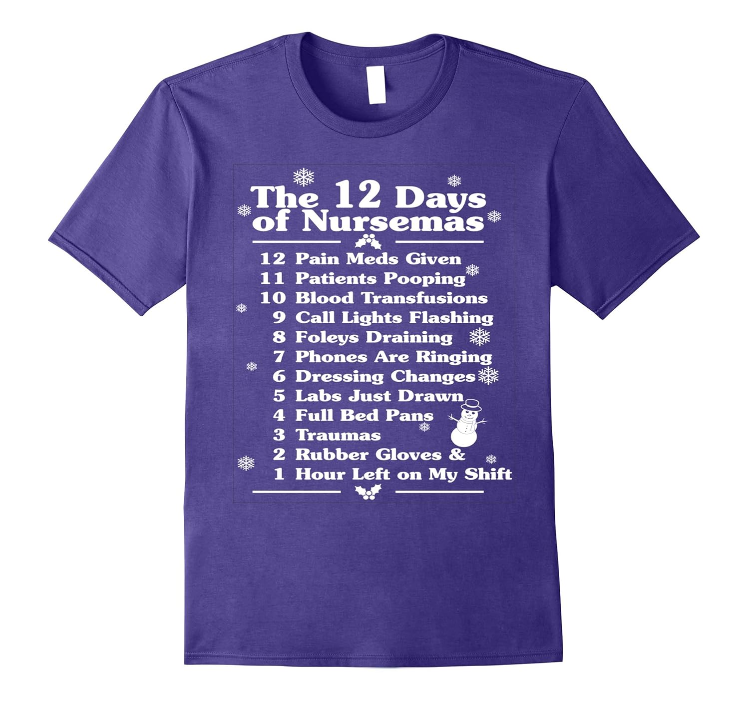 The 12 Days Of Nursemas Nurse CNA Christmas Xmas T-Shirt-ANZ