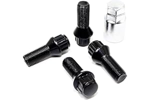VERITEK PERFORMANCE Set of 4 Veritek 14x1.25mm Black Wheel Bolt Locks 28mm Shank Length Conical Seat for BMW Mini Factory OEM or Aftermarket Wheels