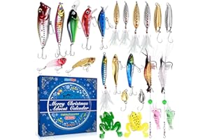 AuroTops Fishing Advent Calendar 2025,24 Days Fishing Lures Set for Fisher Adult Christmas Countdown Calendar for Men Advent Calendars Christmas Gifts for Men Dad Husband Boyfriend