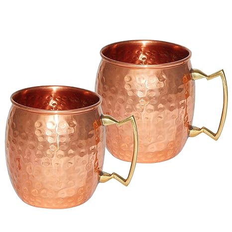 Shalinindia Copper Copper Mug - 2 Pieces, Brown, 400 ml