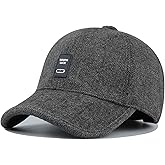 Croogo Wool Baseball Cap Ear Flaps Outdoor Trucker Dad Hat with Fold Earmuffs Warmer Driving Cap Unisex Winter Fitted Hats