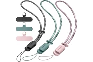 SURPHY 3 Pack Phone Lanyard, Phone Wrist Strap, Anti Theft Strap, Cellphone Charm with 2-Color Braided Lanyard for Women Men