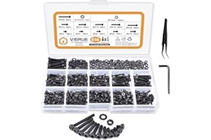 M3 x 4/5/6/8/10/12/14/16/18/20/25mm Socket Cap Screws, VIGRUE 610PCS 14.9 Grade Alloy Steel M3 Socket Hex Head Cap Machine Screws Bolts Nuts Washer Assortment Kit