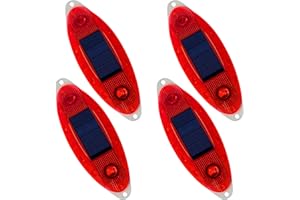 QXMH Solar Strobe Warning Light,Small Solar Safety Warning Light 360 Degree & Outdoor Waterproof,Traffic Pavement Bright LED Lights for Construction Site,Traffic,Dock,Marine,Stop Sign (Red 4 Pack)