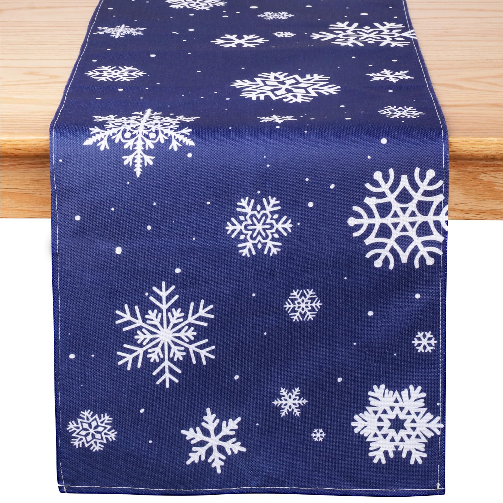 Navy Blue Christmas Table Runners - Fowecelt Snowflake Table Runner Christmas Dinner Table Decorations for Seasonal Winter Xmas Kitchen Holiday Party 14 x 72 inch