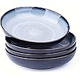 LERATIO Pasta Bowls,Ceramic 38oz Pasta Bowls,9.0" Reactive Glaze Pasta Bowl Set of 4,Microwave & Dishwasher,Oven Safe,Large Wide Serving Bowls for Salad, Dessert, Pizza, Fruit,Gray White