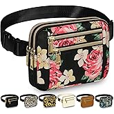 Capolo Fanny Packs for Women Fashion Waist Packs Bag with Adjustable Strap and 4 Zipper Pockets Waterproof Everywhere Crossbody Belt Bag for Workout Running Travelling(Rose)