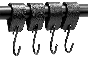 Brute Strength - Multifunctional Leather S-Hooks - Black - 4 Pieces - S Shaped Hooks - Coat Hook - Leather Hooks - Leather s Hooks - Black s Hooks - Kitchen Hooks