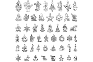JIALEEY Christmas Charms, Wholesale Bulk Lots Christmas Charm Mixed Tibetan Silver Metal Pendants DIY for Jewelry Making Crafting Ornaments