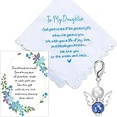 MKISHINE Something Blue Handkerchief for Bride - Angel Gift, Wedding Bouquet Clip