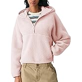 GTLIAE Women's Hoodie Half Zip Sherpa Fleece Pullover Lightweight Cropped Jacket with Zipper Pockets