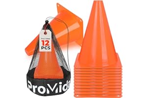 ProMidas 7 Inch(12 PCs) Soccer Cones for Training Kids with Mesh Bag - Small Traffic Cones for Sports Training - Flexible Conos for Soccer Practice, Basketball & Football Drills Equipment