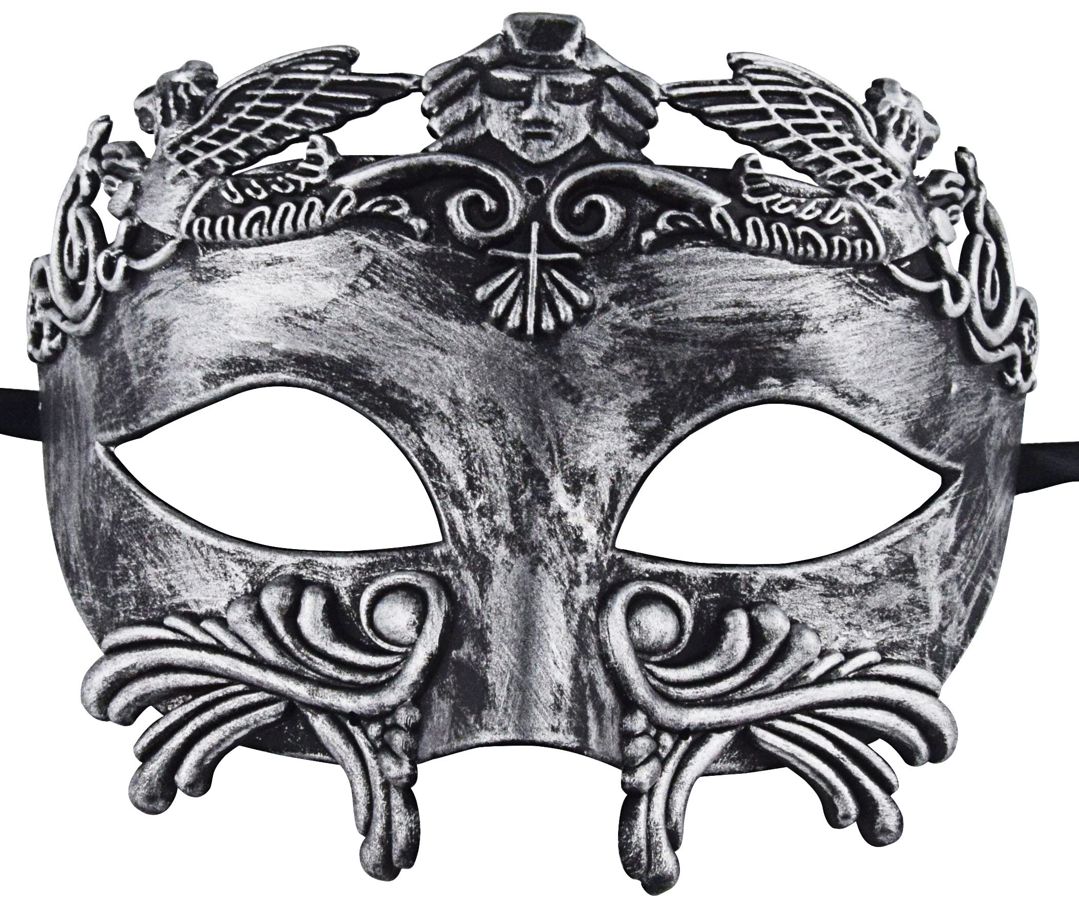 KEFAN Ancient Greek Roman Masquerade Mask for Men (Silver Black)