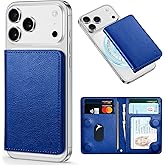 TUCCH for Magsafe Phone Wallet, RFID Blocking [6 Card Slots] [Clear ID Window] PU Leather Folio Women Men Magnetic Card Wallet for iPhone 17 16 15 14 13 12/Pro/Pro Max/Plus/Air, Klein Blue