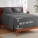 Bedsure Deep Pocket King Sheet Set - Fits Mattresses Up to 21 Inches Thick - 4 Piece GentleSoft Bed Sheets, Moisture Wicking, Soft & Cooling Bedsheet & Pillowcases, Easy & Secure Fit, Dark Grey