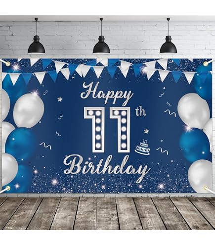 Nelbiirth Happy 18th Birthday Decorations Kit - Large Blue & Silver Backdrop Banner, Balloons, Party Supplies - View #9