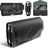 EBIZCITY Leather Phone Holster Suitable for Samsung, Motorola, iPhone 15, 14, 13 Pro Max, Leather Phone Bag,Cell Phone Holster with Belt Clip/Dual Phone Case for Two Phones