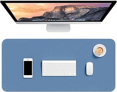 Hsurbtra Desk Pad 75x37 cm PU Leather Waterproof Non-Slip Dark Blue