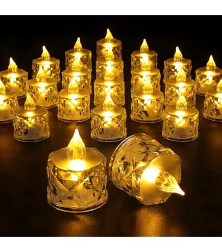Lot De 24 Bougies LED Dorées à Paillettes - Bougies Chauffe-plat Électriques - Décoration Romantique