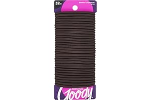 GOODY Ouchless Women's Hair Braided Elastics 4mm for Medium Hair, Brown, 32 Count (Pack of 1)