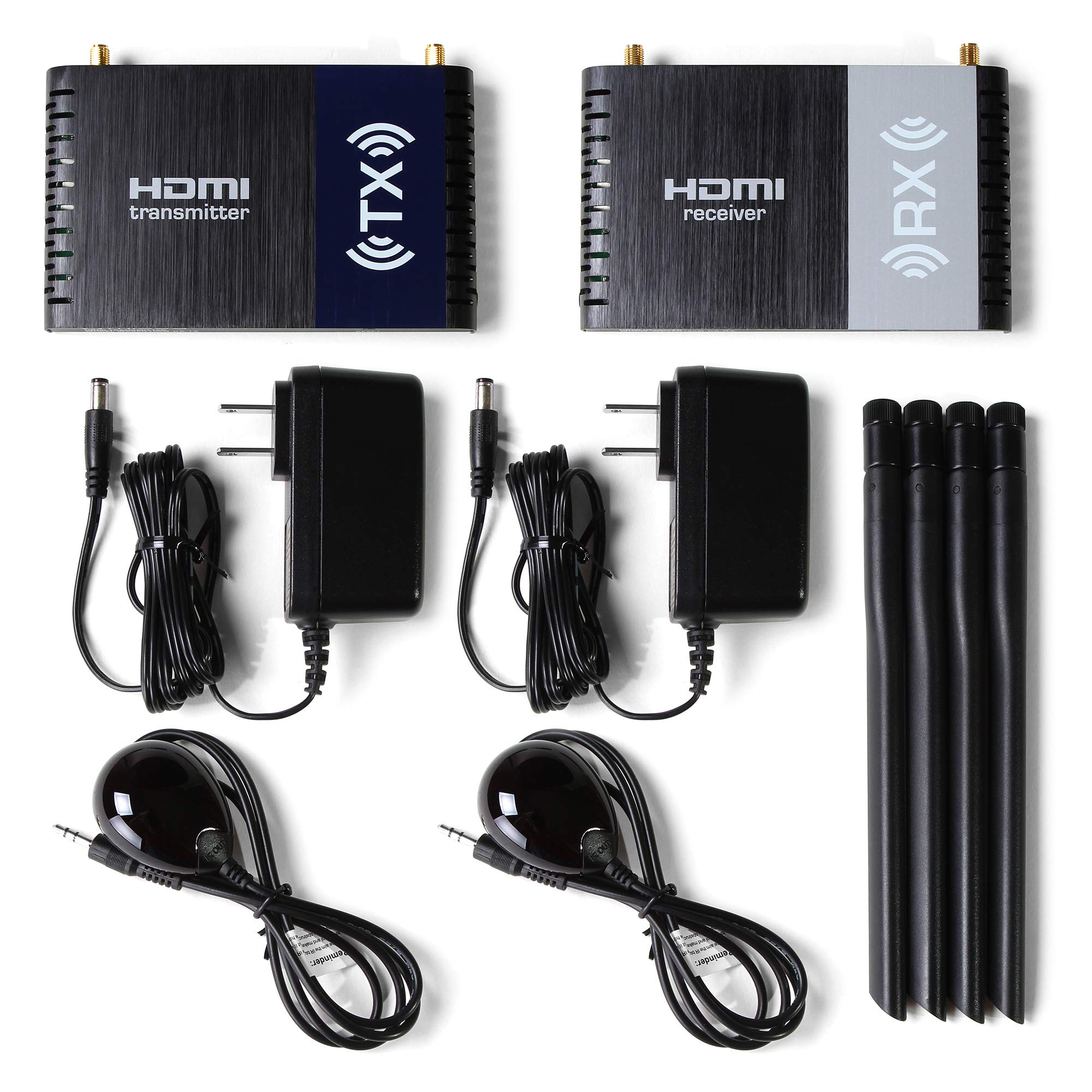 Micca Wireless HDMI Extender 1080P Full HD 330ft Line-of-Sight Long Range 5GHz Transmitter and Receiver with Integrated HDMI Splitter and IR Pass-Back