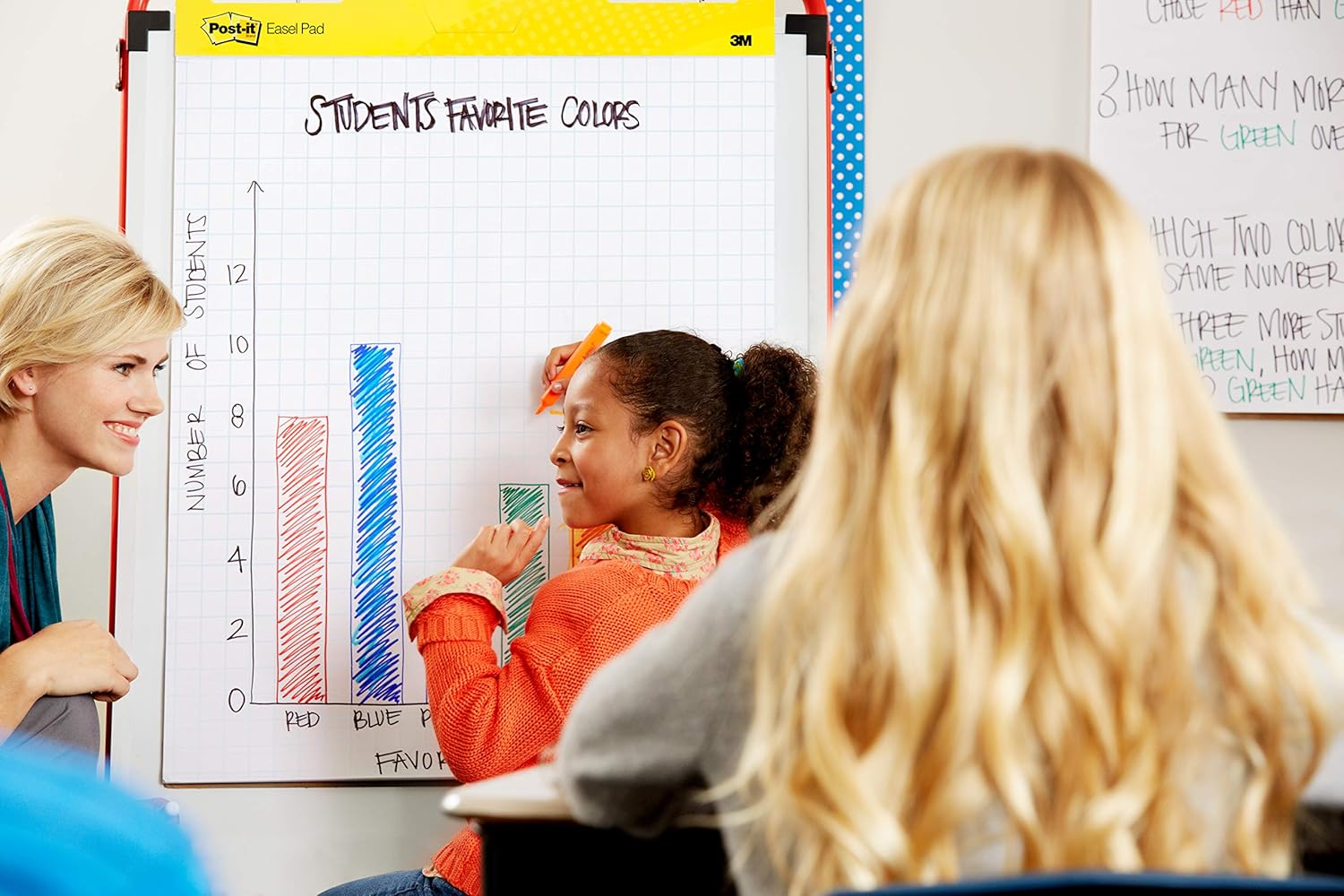 Post-it Super Sticky Easel Pad, 25 x 30 Inches, 30 Sheets/Pad, 1 Pad (560SS), Large White Grid Premium Self Stick Flip Chart Paper, Super Sticking Power : Easel Stands : Office Products