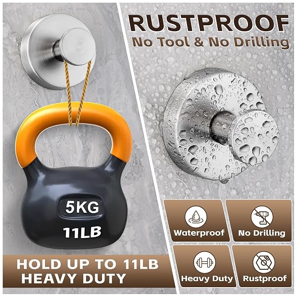 SUPOPULAR REUSABLE HEAVY DUTY SUCTION CUP HOOKS FOR KITCHEN/BATHROOM/SHOWER – WET-PROOF HOOKS FOR TOWELS, ROBES, LOOFAH&WREATHS/NO DRILL MOUNTING ON GLASS, TILE, METAL (2, BRUSHED NICKEL)