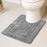 GRANNY SAYS Bathroom Toilet Rugs U Shaped, Bath Mats for Bath, Bathroom Rugs Non Slip Washable, Absorbent Microfiber Toilet Mat, Soft Plush Shaggy Bath Carpet, 20" x 24", Deep Gray