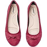 Veittes Women's Round Toe Wide Width Ballet Flats