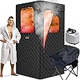 ouluu Portable Sauna for Home, Sauna Box with 2.6L Steamer, Personal Sauna with Big Sauna Chair, Remote Control, Oxford Fabric, 2.6’ x 2.6’ x 5.9’, Black, 1000W