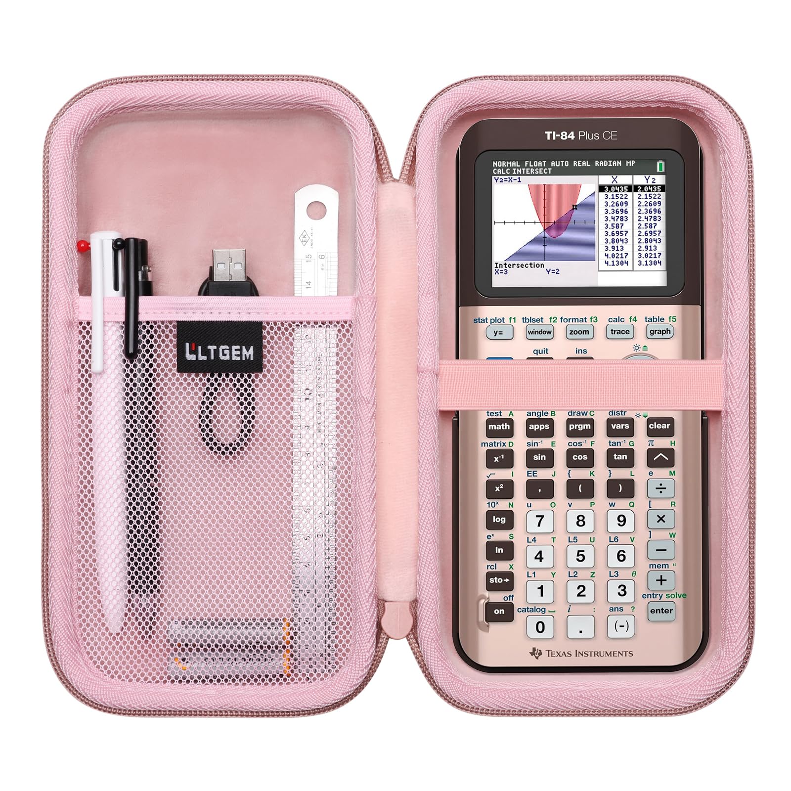 Photo 1 of Hard Case Compatible with Texas Instruments TI-84 Plus CE/TI-84 Plus/TI-Nspire CX II CAS/TI-Nspire CX II/TI-83 Plus/TI-85 /TI-86 /TI30xs /TI36X Pro/TI 34 Color Graphing Calculator (Rose Gold)