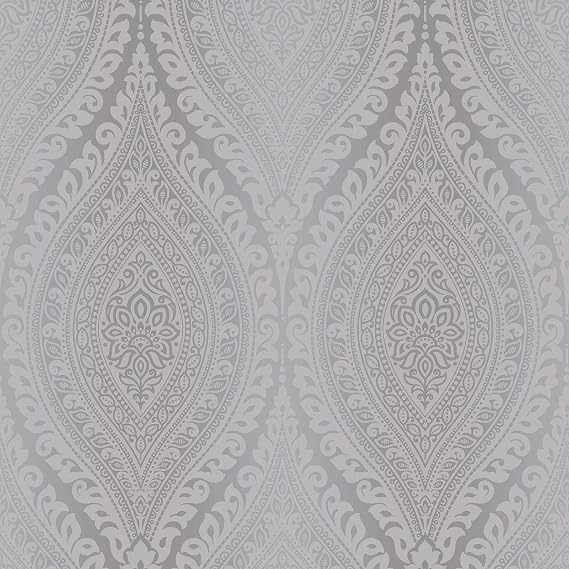 Grandeco Kismet Damask Pattern Wallpaper Metallic Glitter Motif Art Deco Silver A17703 Amazon Co Uk Diy Tools